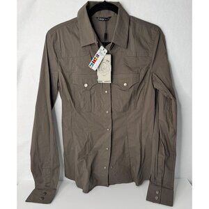 Calliope Womens Dark Olive Long Sleeve Button-Up Shirt XL Cotton Blend